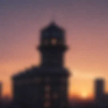 Bayswater Tower at Sunset: A Silhouette in the Sky A sunset view highlighting the silhouette of Bayswater Tower