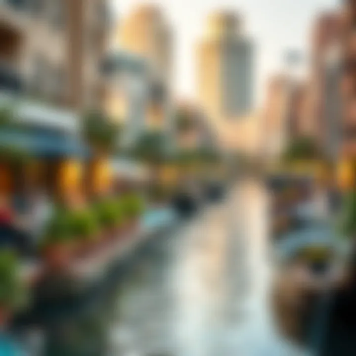 Vibrant lifestyle scene along the canal with cafes and leisure activities