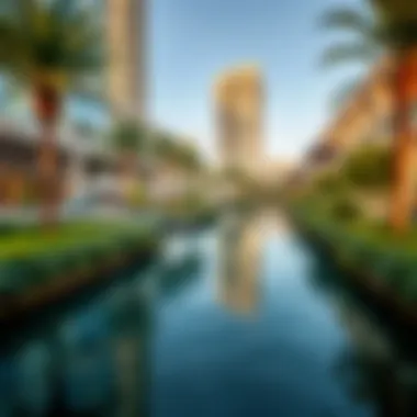 Serene Waterway at Canal Walk A serene shot of the waterway at Canal Walk surrounded by lush greenery and leisure spaces