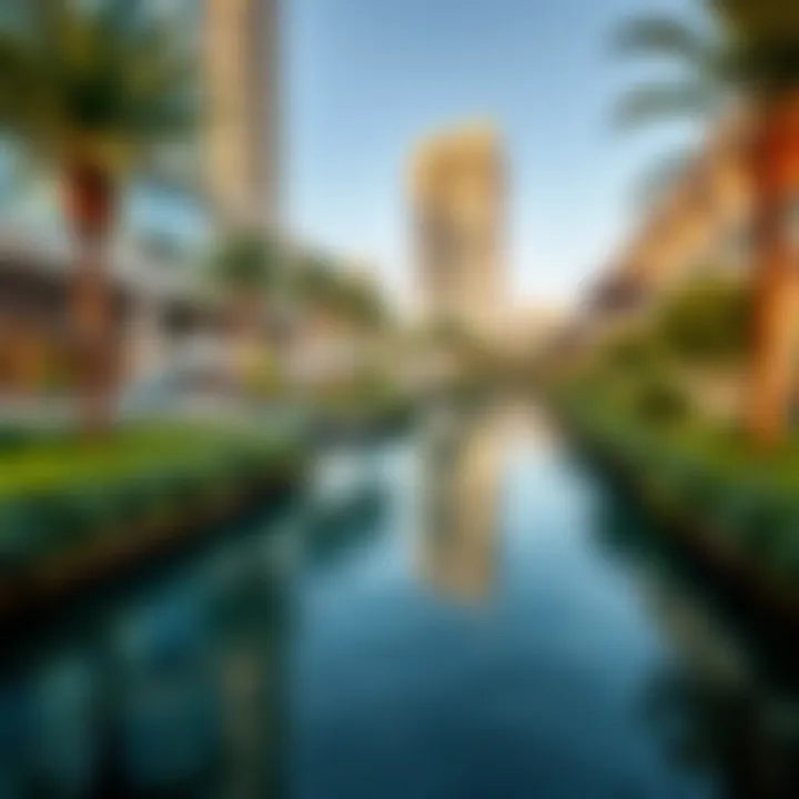 Serene Waterway at Canal Walk A serene shot of the waterway at Canal Walk surrounded by lush greenery and leisure spaces