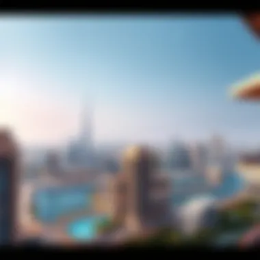 Panoramic view of Dubai skyline from Churchill Residence