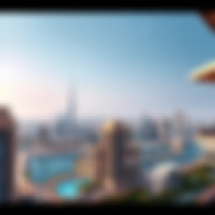 Panoramic view of Dubai skyline from Churchill Residence