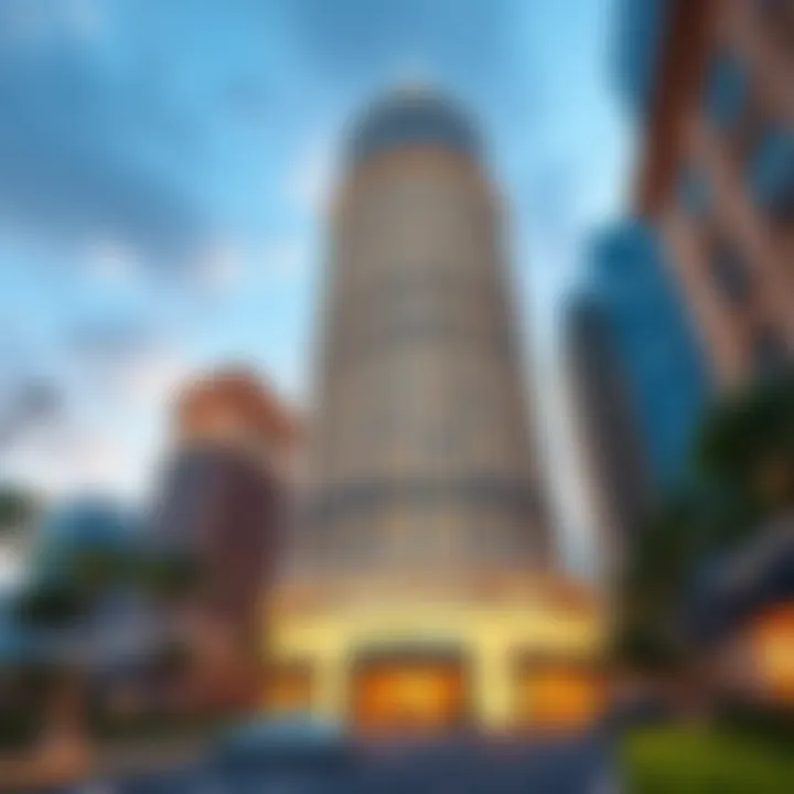 Architectural Splendor of Churchill Tower Stunning exterior view of Churchill Tower highlighting its architectural beauty