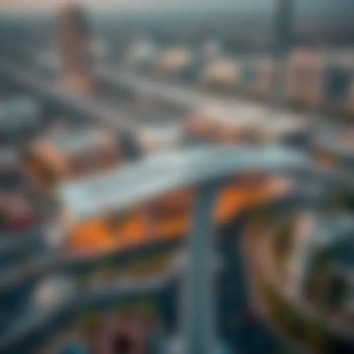 Aerial View of Creek Metro Station and Surroundings Aerial perspective of Creek Metro Station within Dubai's urban landscape