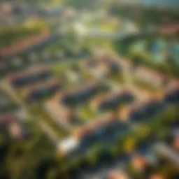 Aerial view showcasing the layout of Discovery Gardens