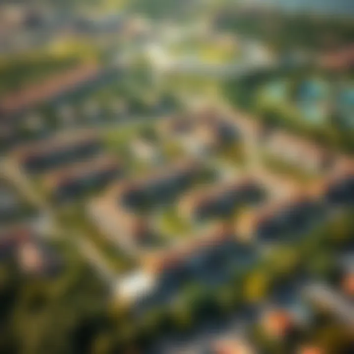 Aerial Overview of Discovery Gardens Aerial view showcasing the layout of Discovery Gardens