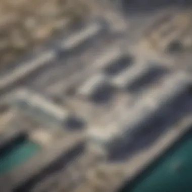 Aerial view showcasing key ferry stations in Dubai