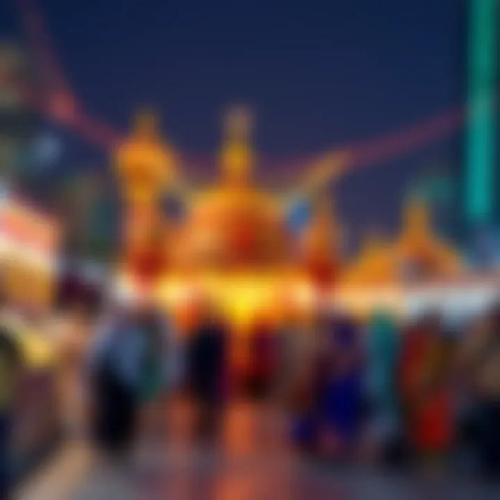 Cultural Enchantment: Nighttime Festivities in Dubai A vibrant cultural festival showcasing traditional performances under the stars