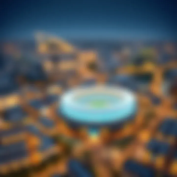 Yas Bay Community: A Vision of Integration Panoramic view of Yas Bay highlighting the integration of Etihad Arena within the community