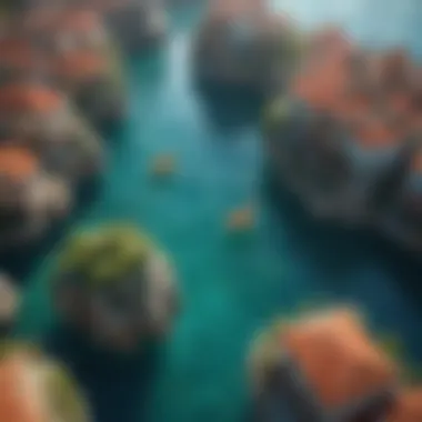 Aerial Perspective of Floating Seahorses A stunning aerial view of floating seahorses amidst azure waters