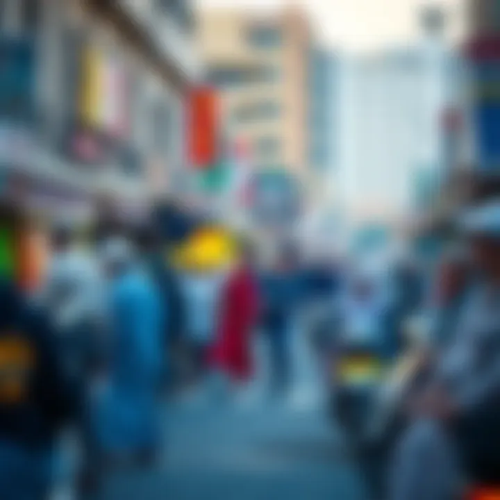 Local Market Celebration for Free Parking Day A local market bustling with activity to celebrate Free Parking Day