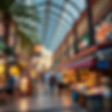 International Marketplace at Global Village Lively marketplace with diverse international goods