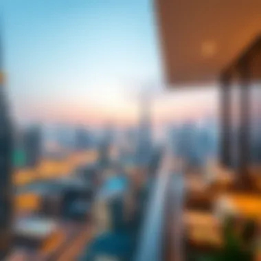 Breathtaking Skyline Views from Helvetia Residences Panoramic view of the Dubai skyline from Helvetia Residences balcony