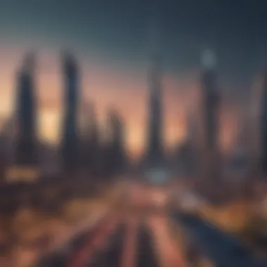 Dubai's Majestic Skyline Stunning skyline of Dubai showcasing luxury skyscrapers