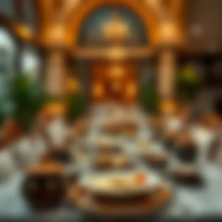 Traditional Iftar Table Setting A beautifully arranged iftar table with traditional dishes