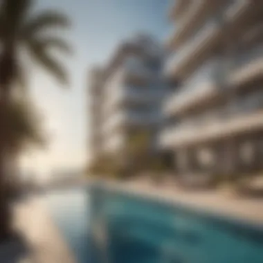 Modern Real Estate Along JBR Beach Luxurious beachfront real estate in JBR, highlighting modern architecture