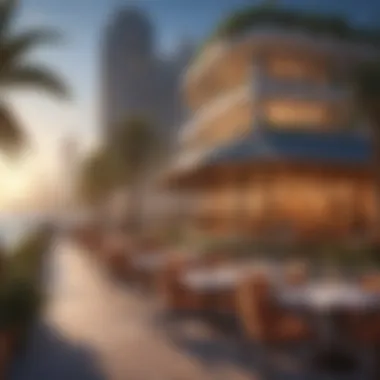 Gourmet Dining Options at JBR Beach Vibrant dining scene along JBR Beach with outdoor seating and ocean views