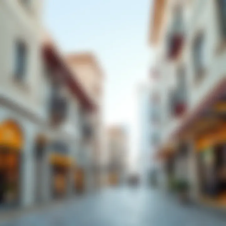 Blend of Traditional and Modern Architecture Traditional Emirati architecture blending with modern storefronts