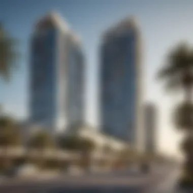 Modern Architecture on Palm Jumeirah Modern architectural design of a high-rise building on Palm Jumeirah