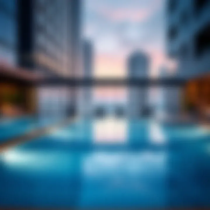 Amenities at Marina Heights Tower including pool and gym