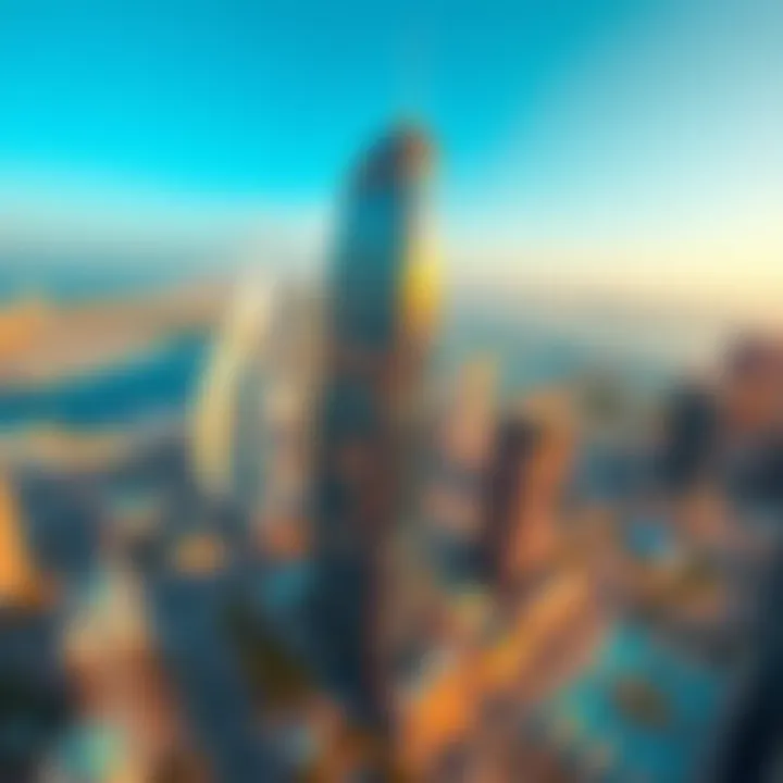 Aerial view of Dubai Marina showcasing Marina Heights Tower's prime location