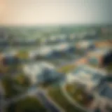 Aerial View of Nad Al Hamar An aerial view of Nad Al Hamar showcasing its modern architecture and lush greenery.