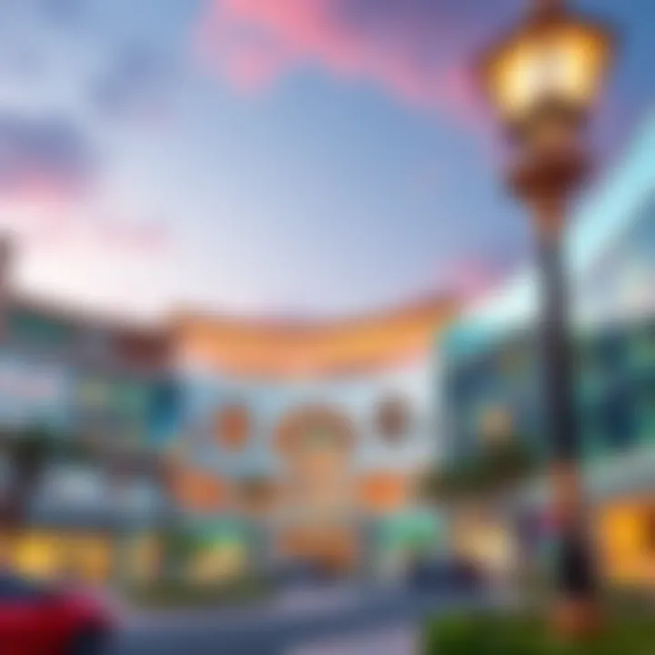 Architectural Marvel of Nakheel Mall Spectacular view of Nakheel Mall's exterior architecture