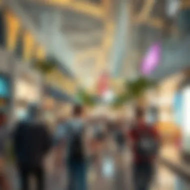 Vibrant Atmosphere at Nakheel Mall Visitors enjoying the vibrant atmosphere of Nakheel Mall