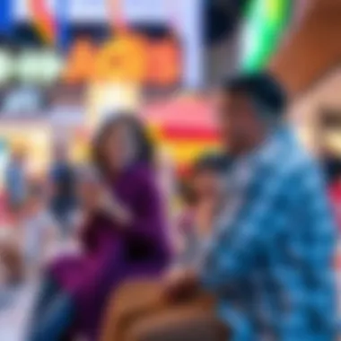 Family Engagement in Entertainment Spaces Families enjoying leisure time at a mall's entertainment area