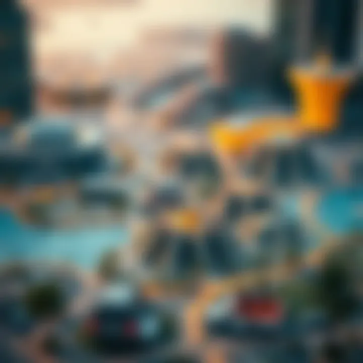 Map highlighting key oasis land areas in Dubai