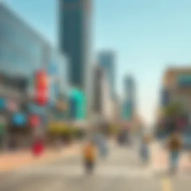 Vibrant business district in Al Qusais with bustling activity