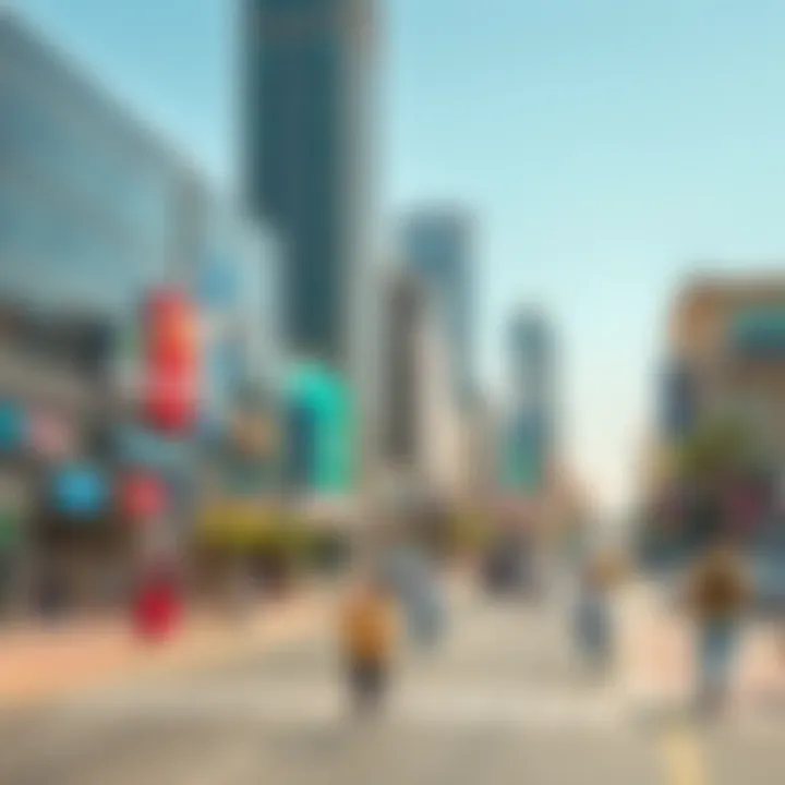 Vibrant business district in Al Qusais with bustling activity