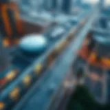 Aerial Perspective of Oud Metha Metro Station Aerial view of Oud Metha Metro station showcasing its architectural design