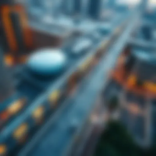 Aerial Perspective of Oud Metha Metro Station Aerial view of Oud Metha Metro station showcasing its architectural design
