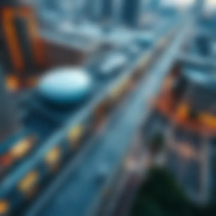 Aerial Perspective of Oud Metha Metro Station Aerial view of Oud Metha Metro station showcasing its architectural design