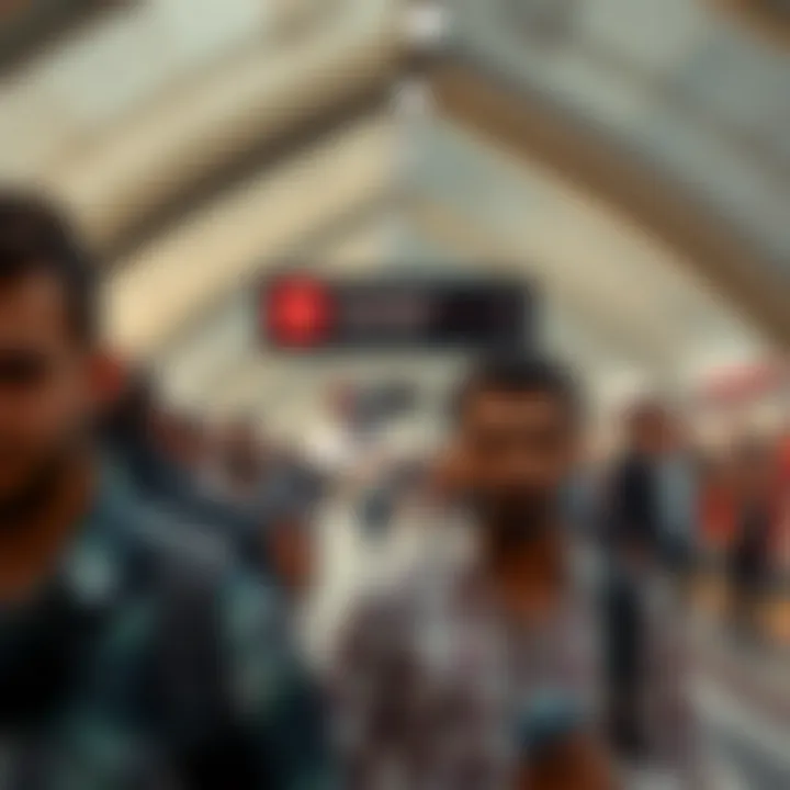 Commuters at Oud Metha Metro Station Oud Metha Metro station with bustling commuters highlighting public transport efficiency