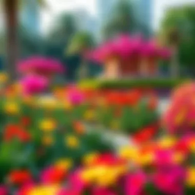 Vibrant flower beds blooming in a well-maintained park