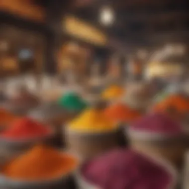 A Colorful Display of Spices in Dubai's Souks Vibrant spices displayed in a traditional market