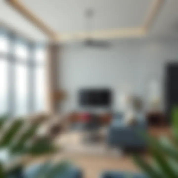 Modern Living Room Features Modern living room showcasing rental property features