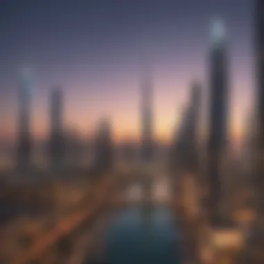 Luxurious Skyline of Dubai Luxurious skyline view of Dubai's affluent neighborhoods