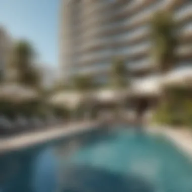 Luxurious Pool Area at Sea Point Emaar Beachfront Elegant outdoor pool area at Sea Point Emaar Beachfront with luxurious surroundings