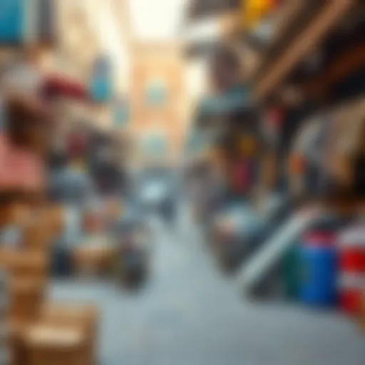 Vibrant marketplace in Sharjah Industrial Area 6 showcasing a variety of used goods