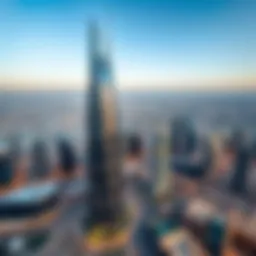 Aerial view of Sharjah Tower showcasing its unique architectural design