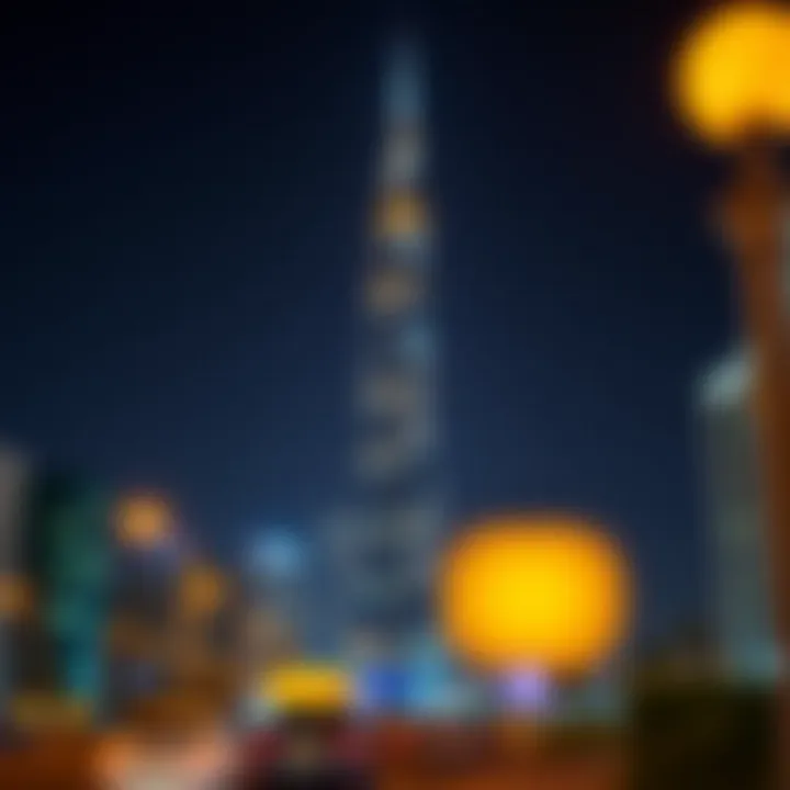 Sharjah Tower at Night Night view of Sharjah Tower illuminated against the skyline