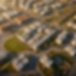 Aerial view of the Shorooq Community showcasing its layout and greenery