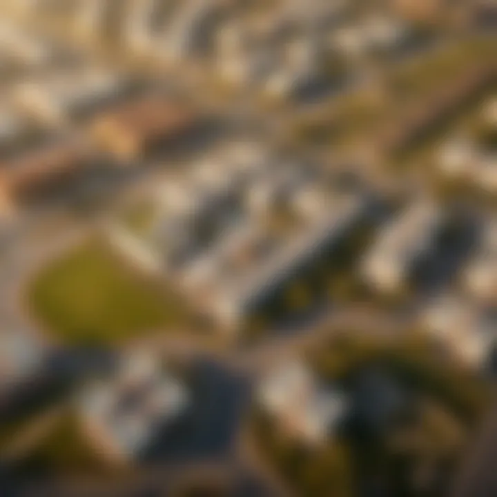 Aerial Perspective of Shorooq Community Aerial view of the Shorooq Community showcasing its layout and greenery