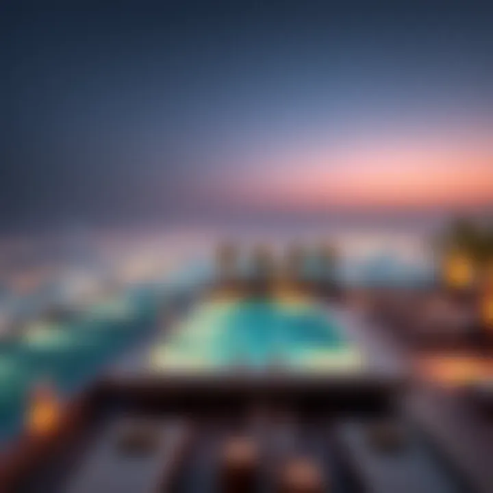 Sky-High Serenity: Rooftop Pool Experience Panoramic view of SLS Dubai's rooftop pool