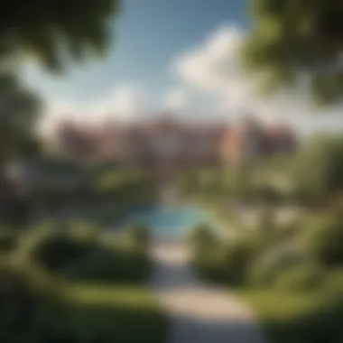 Panoramic Elegance of Park Vista A panoramic view of Park Vista showcasing its architectural elegance and lush surroundings