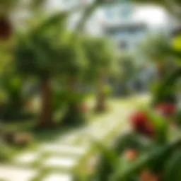 Lush greenery in Aura Gardens showcasing unique landscaping features