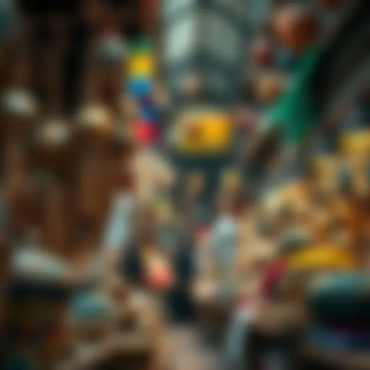 Artisan Crafts: The Heart of Bazaar Culture Artisan crafts showcased in a bustling market environment